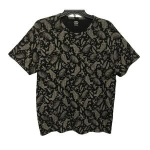 Old Navy Black Grey Jungle Tiger Print Linen Blend Short Sleeve Knit Top Size XL